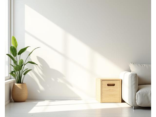 햇살이 드는 깨끗한 공간에서 몇 개의 필수품만 놓인 미니멀한 인테리어